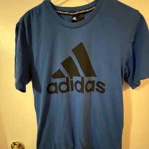 Adidas Men's small Black Logo Blue Tee